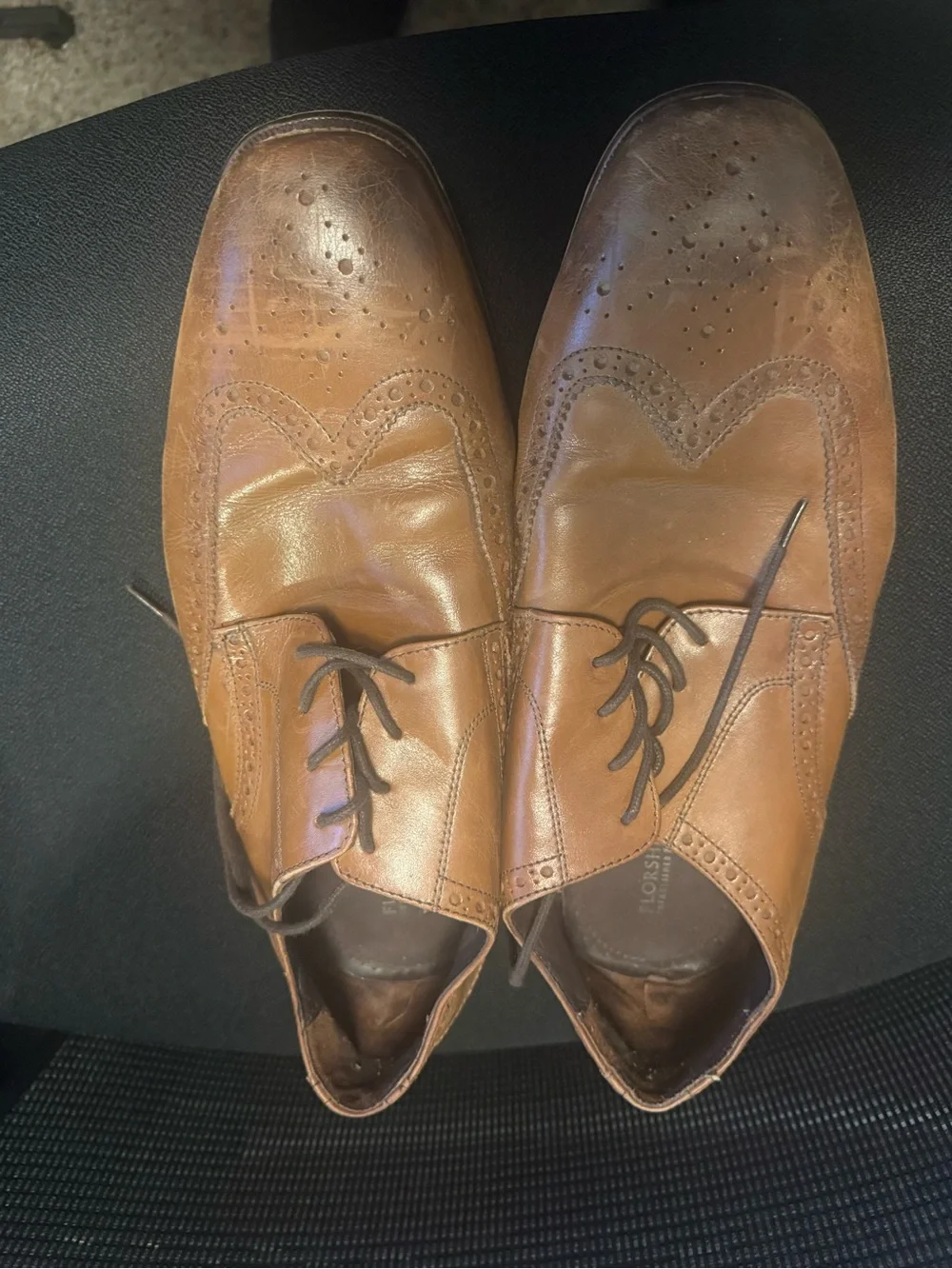 Florsheim Tan Brown Leather Wingtip Oxfords 12 wide